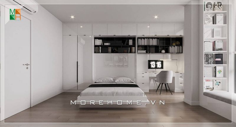 Cùng ngắm nhìn mẫu thiết kế nội thất phòng ngủ hiện đại. Cách bố trí nội thất khoa học, gọn gàng biến căn phòng ngủ trở nên tối giản diện tích mà còn trở nên tinh tế và sang trọng hơn bao giờ.