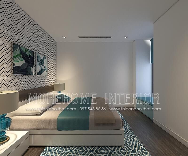 Mẫu giường ngủ đầy tinh tế với gam màu trẻ trung, sẽ là lựa chọn hoàn hảo cho phòng ngủ của bố mẹ hoặc cặp vợ chồng mới cưới.